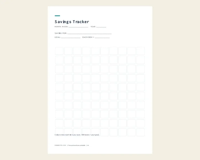 Savings Tracker Printable preview