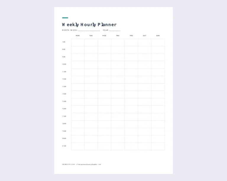 Weekly Hourly Planner Printable preview